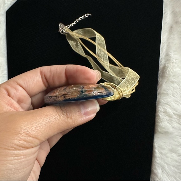 Multi Color Glass Brown Pendant Necklace - Picture 5 of 8